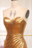 Load image into Gallery viewer, Shiny Golden Mermaid Sweetheart Long Prom Dress With Slit