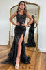 Load image into Gallery viewer, Off The Shoulder Golden Sparkly Mermaid Corset Prom Dress with Slit