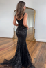 Load image into Gallery viewer, Off The Shoulder Golden Sparkly Mermaid Corset Prom Dress with Slit