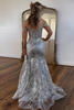 Load image into Gallery viewer, Sparkly Mermaid Off The Shoulder Golden Corset Prom Dress with Slit