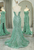 Load image into Gallery viewer, Sparkly Green Mermaid Long Prom Dress With Slit