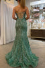 Load image into Gallery viewer, Green Mermaid Spaghrtti Straps Sparkly Long Prom Dress with Slit