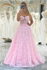 Load image into Gallery viewer, A Line Coral Sweetheart Tiered Long Corset Prom Dress