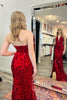 Load image into Gallery viewer, Golden Mermaid Halter Deep V-Neck Backless Mirror Prom Dress With High Slit