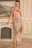 Load image into Gallery viewer, Sparkly Apricot Gatsby U-neck Fringe 1920s Dress with Sequins