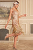 Load image into Gallery viewer, Sparkly Apricot Gatsby U-neck Fringe 1920s Dress with Sequins