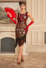 Load image into Gallery viewer, Sparkly Burgundy Round Neck Sequins 1920s Great Gatsby Flapper Dress