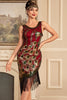 Load image into Gallery viewer, Sparkly Burgundy Round Neck Sequins 1920s Great Gatsby Flapper Dress