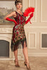 Load image into Gallery viewer, Sparkly Burgundy Round Neck Sequins 1920s Great Gatsby Flapper Dress