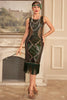 Load image into Gallery viewer, Dark Green Sequins Fringed 1920s Flapper Dress