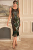 Load image into Gallery viewer, Dark Green Sequins Fringed 1920s Flapper Dress