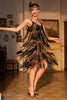 Load image into Gallery viewer, Black Golden Spaghetti Straps Sequin 1920 Dress with 20s Accessories Set