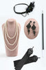 Load image into Gallery viewer, Dark Green Sequined Fringed 1920s Gatsby Dress with Accessories Set