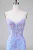 Load image into Gallery viewer, Lilac Blue Spaghetti Straps Bodycon Homecoming Dress with Sequins