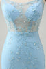 Load image into Gallery viewer, Blue Spaghetti Straps Bodycon Short Homecoming Dress with Lace