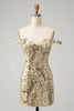 Load image into Gallery viewer, Golden Off The Shoulder Borycon Corset Homecoming Dress with Sequins