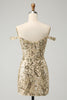 Load image into Gallery viewer, Golden Off The Shoulder Borycon Corset Homecoming Dress with Sequins