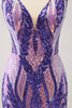 Load image into Gallery viewer, Bodycon Dark Purple V-Neck Homecoming Dress with Sequins