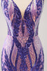 Load image into Gallery viewer, Bodycon Fuchsia V-Neck Homecoming Dress with Sequins