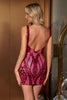 Load image into Gallery viewer, Fuchsia V-Neck Bodycon Homecoming Dress with Sequins