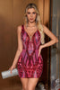 Load image into Gallery viewer, Fuchsia V-Neck Bodycon Homecoming Dress with Sequins