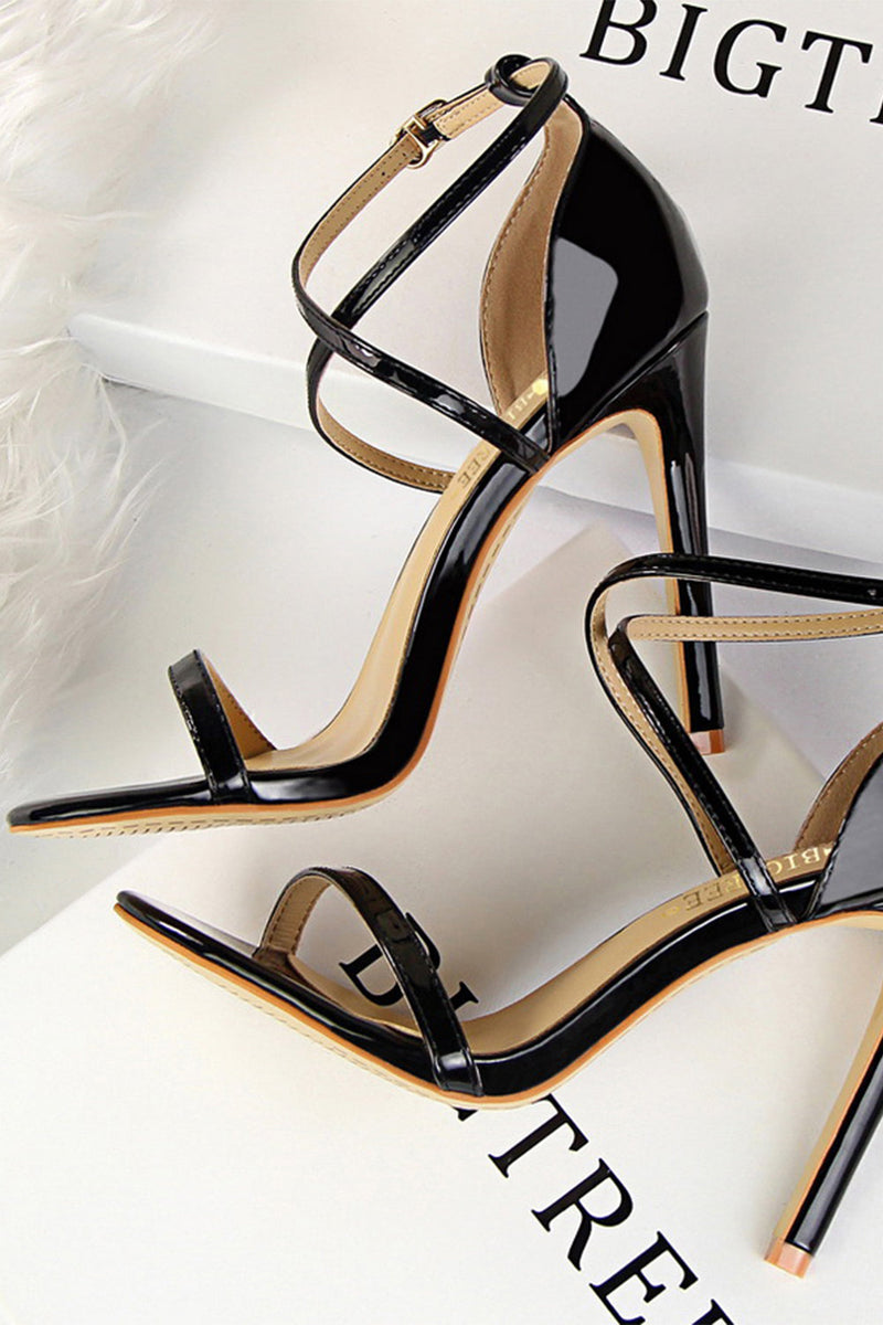 Load image into Gallery viewer, Black Stiletto Sandals