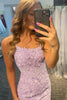 Load image into Gallery viewer, Orange Spaghetti Straps Beaded Homecoming Dress with Lace