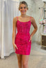 Load image into Gallery viewer, Sparkly Fuchsia Spaghetti Straps Homecoming Dress with Sequins