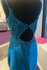 Load image into Gallery viewer, Blue Spaghetti Straps Bodycon Corset Homecoming Dress with Appliques