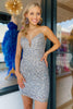 Load image into Gallery viewer, Sparkly Silver Sweetheart Bodycon Homecoming Dress with Sequins