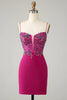 Load image into Gallery viewer, Sparkly Purple Spaghetti Straps Corset Homecoming Dress with Beading