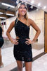 Load image into Gallery viewer, Sparkly Fuchsia One Shoulder Sequined Homecoming Dress with Fringes