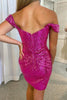 Load image into Gallery viewer, Fuchsia Off the Shoulder Tight Homecoming Dress with Sequins