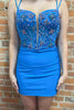 Load image into Gallery viewer, Glitter Blue Spaghetti Straps Bodycon Corset Homecoming Dress with Beading