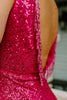 Load image into Gallery viewer, Sparkly Fuchsia V-Neck Bodycon Homecoming Dress with Sequins