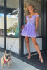 Load image into Gallery viewer, Fuchsia A-Line Off The Shoulder Homecoming Dress With Belt