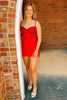 Load image into Gallery viewer, Sparkly Red Spaghetti Straps Corset Homecoming Dress with Sequins