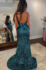 Load image into Gallery viewer, Sparkly Peacock Blue Mirror Long Sequins Prom Dress with Slit