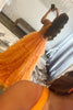 Load image into Gallery viewer, Orange Deep V-Neck Tiered Prom Dress