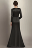 Load image into Gallery viewer, Black Satin Sheath Long Sleeves Mother of the Bride Dress with Side Waist