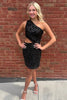 Load image into Gallery viewer, Sparkly Turquoise One Shoulder Bodycon Homecoming Dress with Sequins