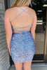 Load image into Gallery viewer, Sparkly Fuchsia Spaghetti Straps Sequined Tight Homecoming Dress