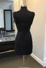 Load image into Gallery viewer, Sparkly Black Off The Shoulder Sequined Homecoming Dress with Fringen