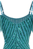 Load image into Gallery viewer, Peacock Green Tight Sequins Cocktail Dress with Fringes