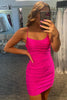 Load image into Gallery viewer, Rose Pink Lace Up Spaghetti Straps Short Homecoming Dress Pink Party Dress