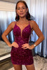 Load image into Gallery viewer, Sparkly Fuchsia Spaghetti Straps Sequin Tight Homecoming Dresses for Teens