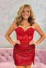 Load image into Gallery viewer, Sparkly Purple Sweetheart Bodycon Corset Homecoming Dress with Lace