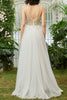 Load image into Gallery viewer, Tulle Spaghetti Straps White Long Prom Dress with Beading