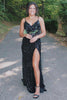 Load image into Gallery viewer, Sparkly Black Mermaid Long Mirror Prom Dress With Slit