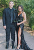 Load image into Gallery viewer, Sparkly Black Mermaid Long Mirror Prom Dress With Slit